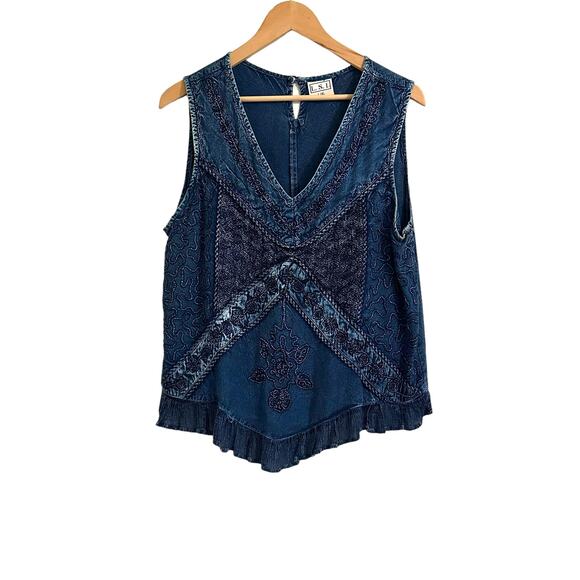 L.S.I. Tops - L.S.I.Boutique Brand Embroidered Rayon V Neck Sleeveless Top Rayon Western NWOT
